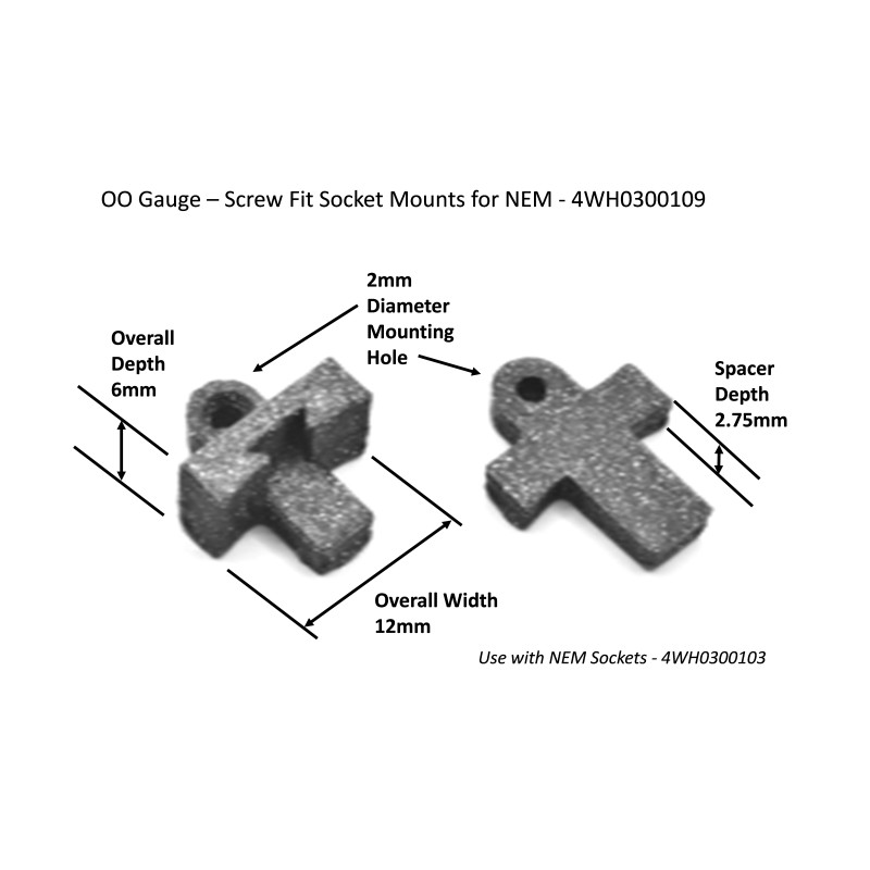 Screw Fit NEM Socket Mounts OO Gauge (Pack of 10)