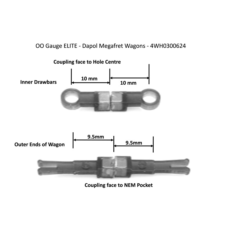 Hunt Couplings ELITE Coupling Pack For Dapol Megafret Wagons