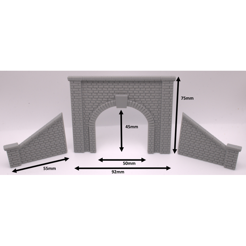 Tunnel Portal kit - Single Track with Side Walls - TT:120 Scale