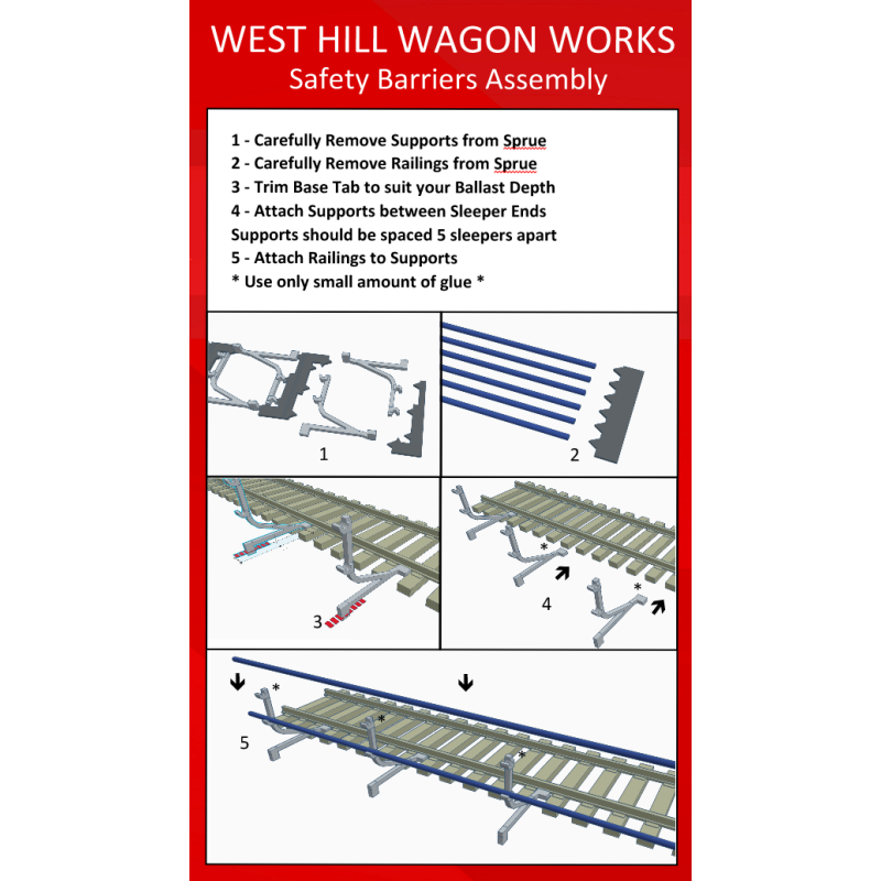 Lineside Shoulder Clearance Safety Barriers OO Gauge (360mm)