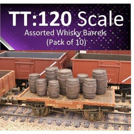 Assorted Whisky Barrels - TT:120 Scale (Pack of 10)